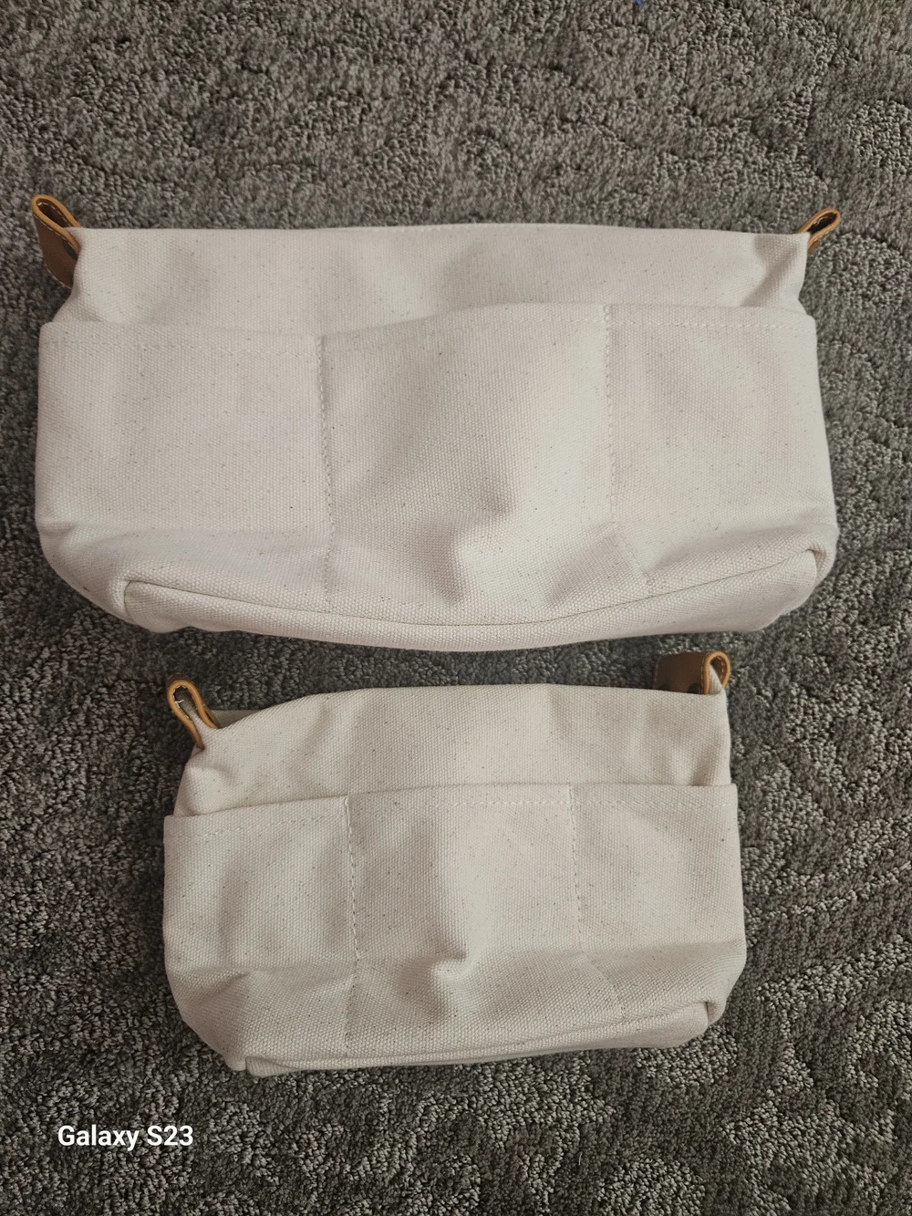 2 Canvas Inner Bag Zipper Clutch Bag Multifunctional Cosmetic Bag, Beige